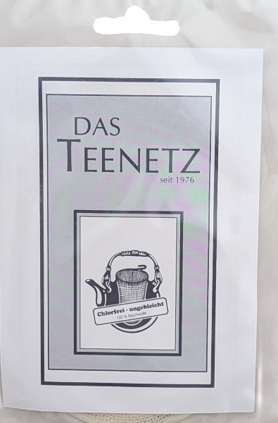 Verpackung von Das Teenetz – Wiederverwendbares Teenetz aus 100% ungebleichter Baumwolle