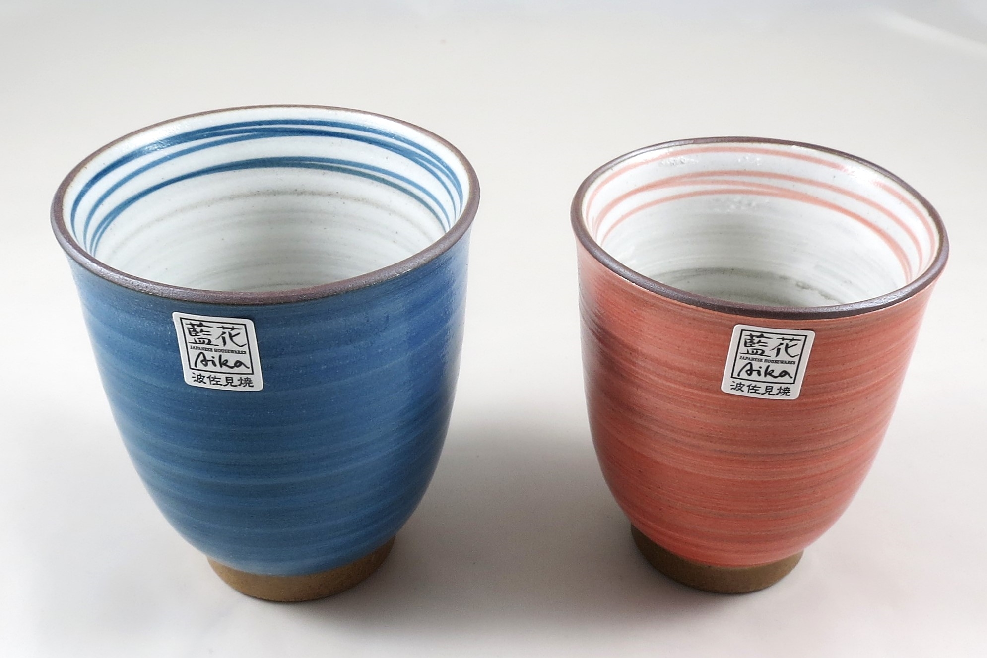 Becherpaar blau und lachsorange