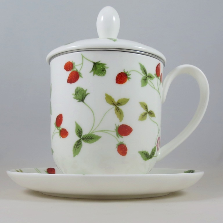 Erdbeere Deckeltasse