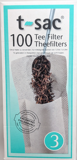 T-Sac 100 Teefilter Größe 3 – Türkise Packung chlorfreier Papier-Teefilter für mittelgroße Kannen von 1,0 bis 1,6 Liter