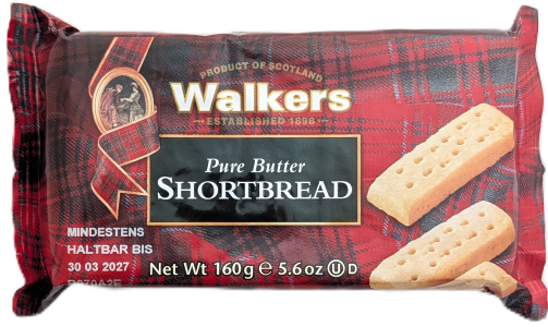 Walkers Pure Butter Shortbread – Rot karierte 160g-Packung schottischer Butterkekse