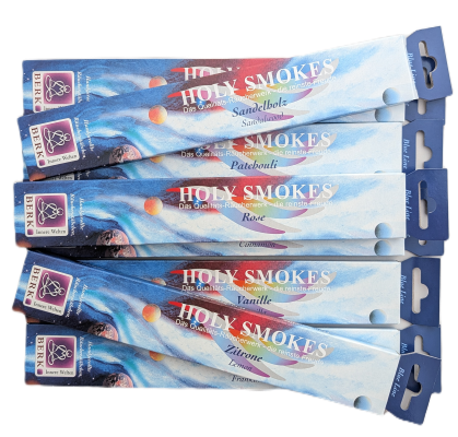Berk Holy Smokes Räucherstäbchen – Verschiedene Sorten wie Sandelholz, Rose und Vanille in blauen Packungen
